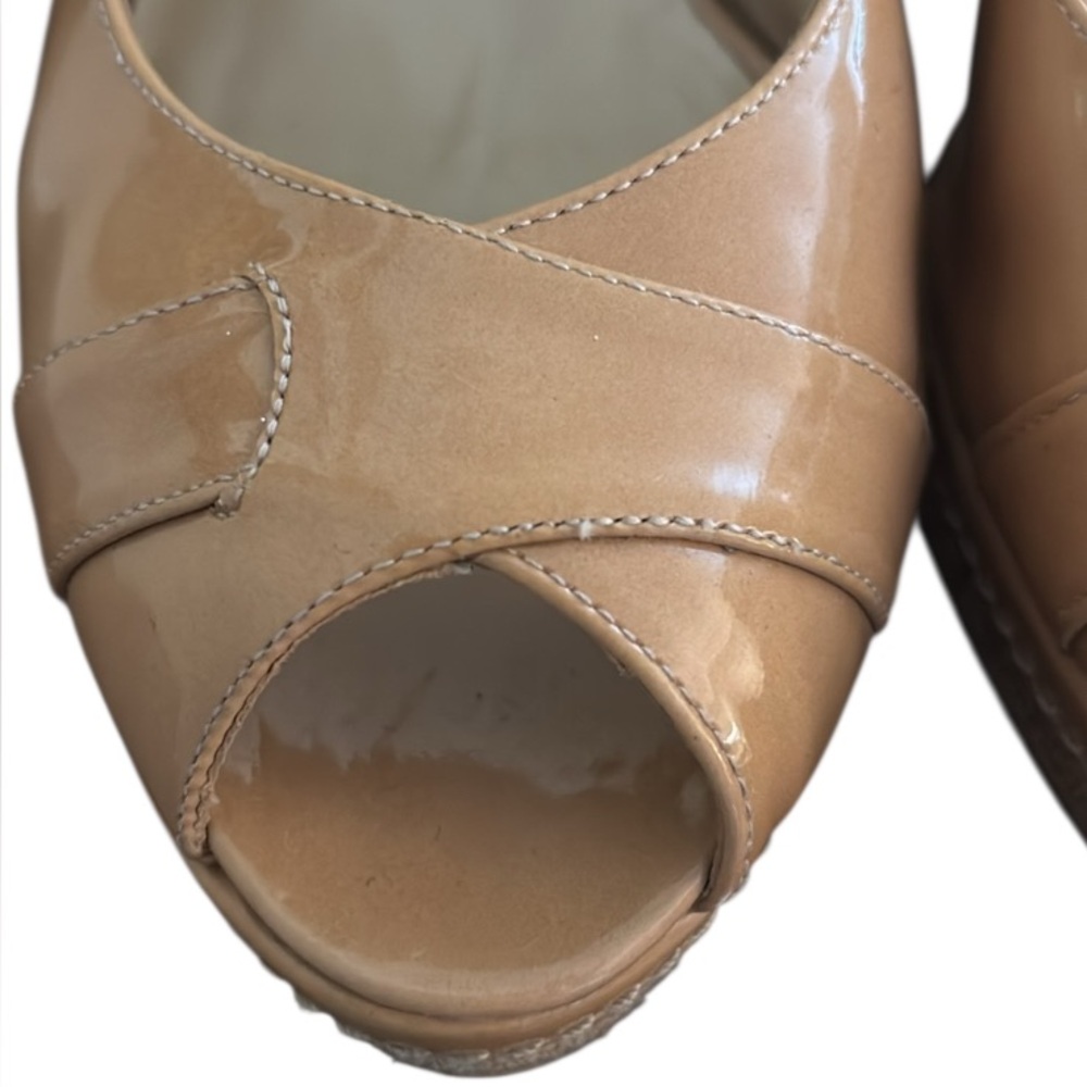 Stuart Weitzman Patent Leather Excise Slingback Wedge Sandals - Picture 10 of 13
